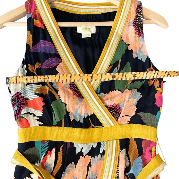 Anthropologie Maeve Botanica Faux Wrap Dress Size 0P Bold Floral Boho Hanky Hem - Picture 12 of 14